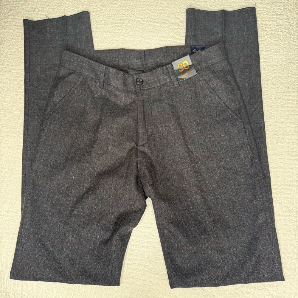 Good Man Brand The Soho Grey Plaid Slim Fit Cotton Blend Trousers‎ Size 30